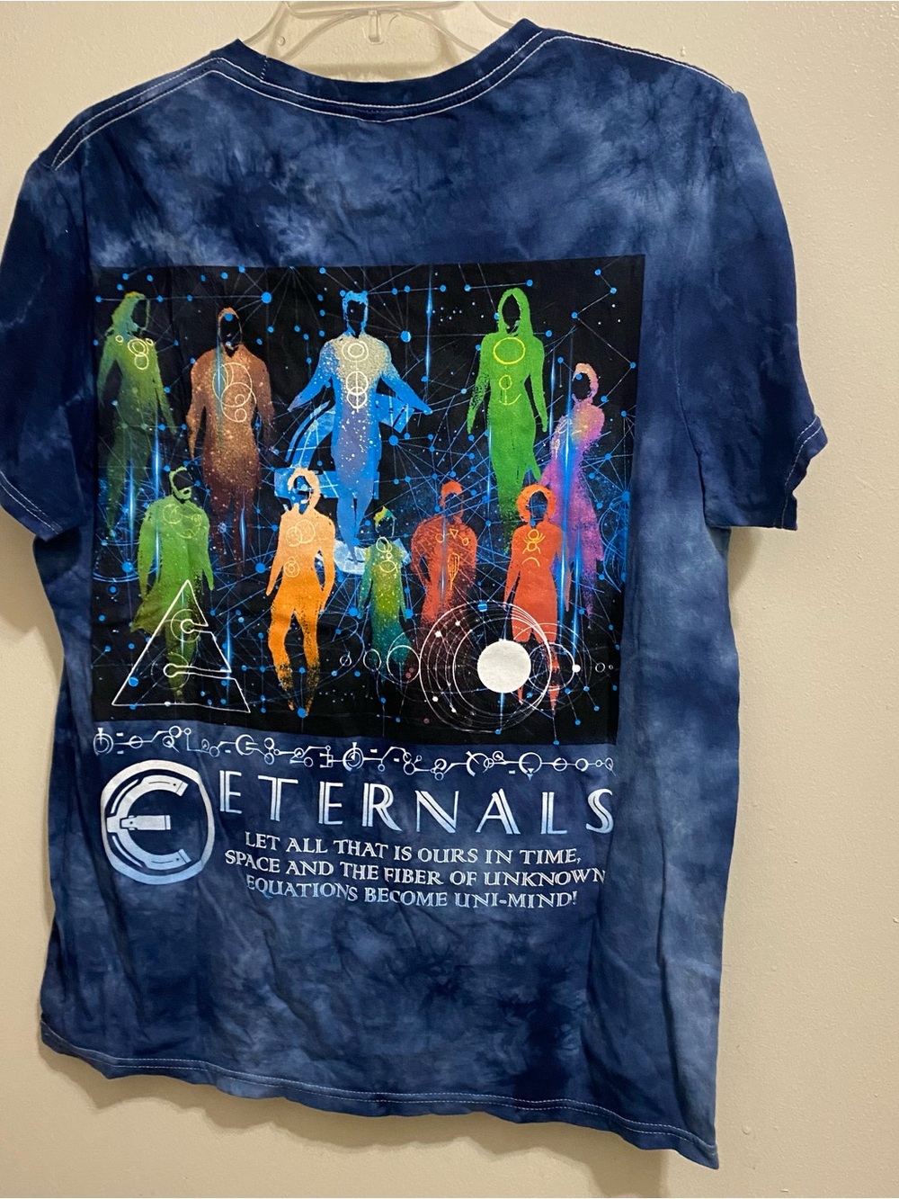 Marvel Eternals Mens M 38” Tee T Shirt Box Lunch Blue Tie Dye Celestial NWT New